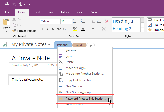 Comment protéger par mot de passe vos notes dans OneNote 2016 