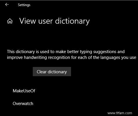 Comment modifier le dictionnaire de vérification orthographique dans Windows 10 