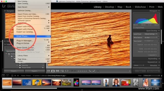 Comment envoyer des photos par e-mail directement depuis Adobe Lightroom 