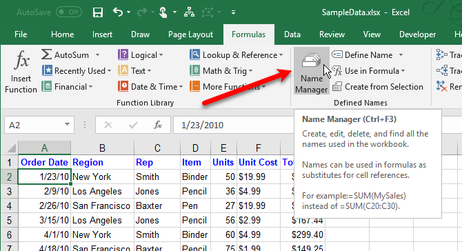 Comment travailler avec des plages nommées dans Microsoft Excel 