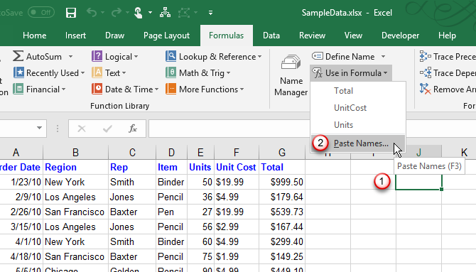 Comment travailler avec des plages nommées dans Microsoft Excel 