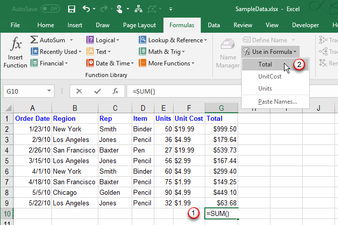 Comment travailler avec des plages nommées dans Microsoft Excel 