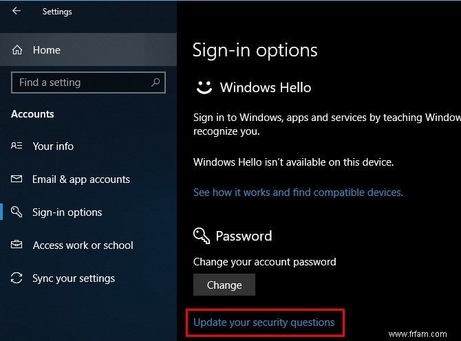 Comment ajouter des questions de sécurité aux comptes d utilisateurs locaux de Windows 10 