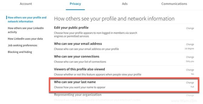 Comment masquer votre nom de famille sur LinkedIn 