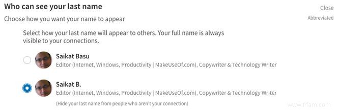 Comment masquer votre nom de famille sur LinkedIn 