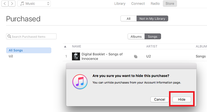 Comment masquer la musique achetée dans iTunes 