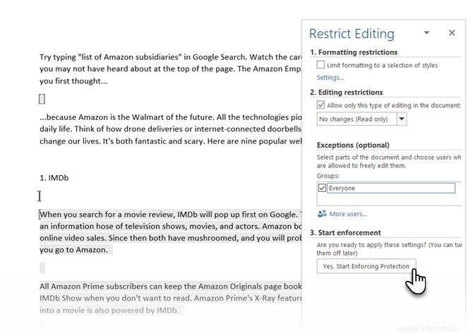 Comment autoriser la modification d un document Word restreint 