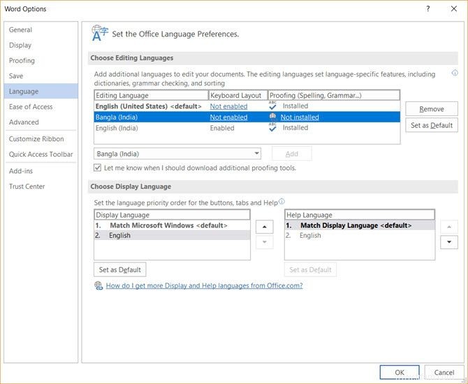 Comment changer la langue dans Microsoft Office 2016 