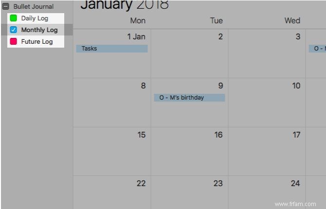 Créez un journal à puces sur votre Mac avec des rappels, un calendrier ou des notes 