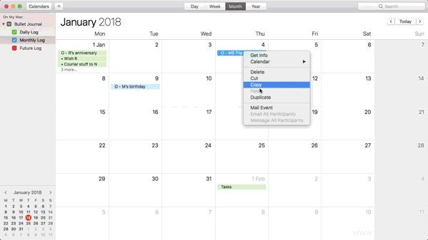 Créez un journal à puces sur votre Mac avec des rappels, un calendrier ou des notes 