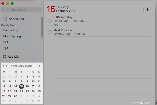 Créez un journal à puces sur votre Mac avec des rappels, un calendrier ou des notes 