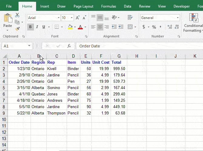 Comment gérer les colonnes dans Excel 