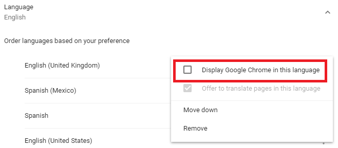 Comment changer de langue dans Google Chrome 