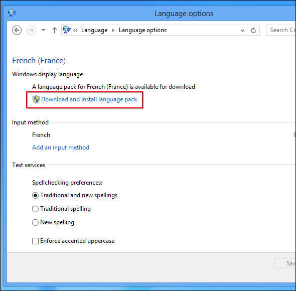 Comment changer la langue du système dans Windows 8 