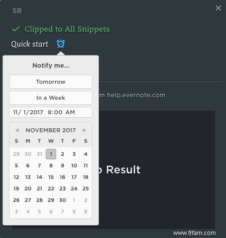 Comment ajouter des rappels pour les clips Web Evernote 