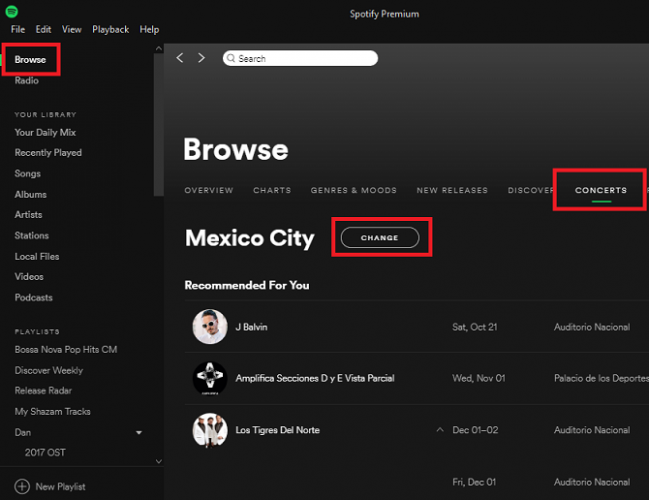 Utilisez Spotify pour voir si vos groupes préférés jouent à proximité 