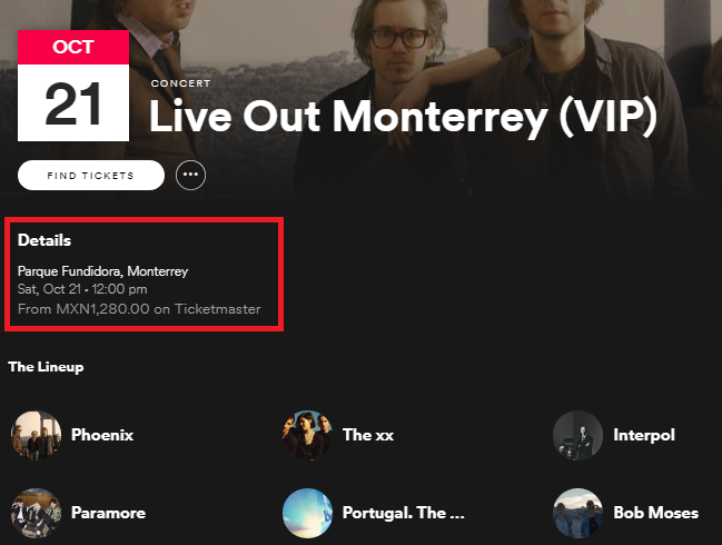 Utilisez Spotify pour voir si vos groupes préférés jouent à proximité 