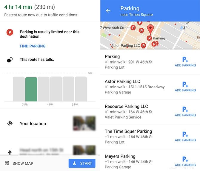 Comment trouver un parking à l aide de Google Maps 