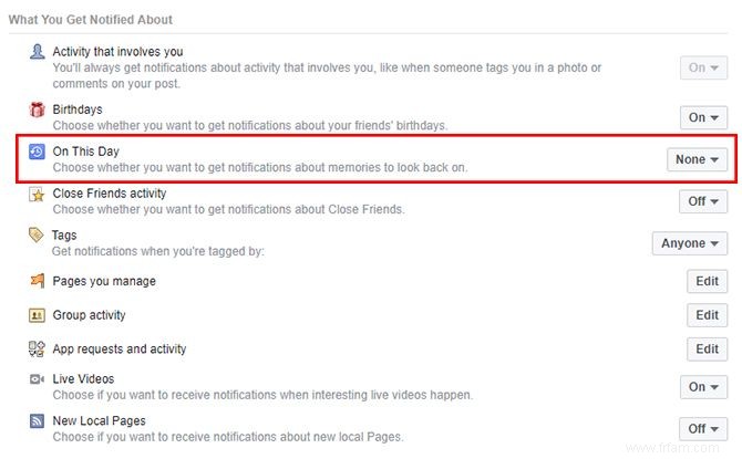 Comment empêcher les souvenirs Facebook d apparaître dans vos notifications 