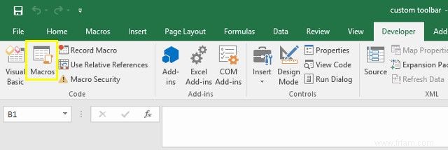 Comment créer une barre d outils Excel personnalisée de macros VBA 