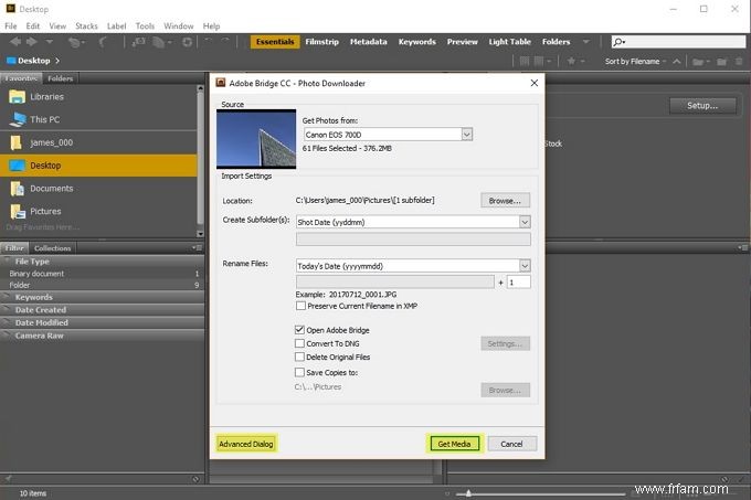 Comment télécharger des photos depuis votre appareil photo avec Adobe Bridge 