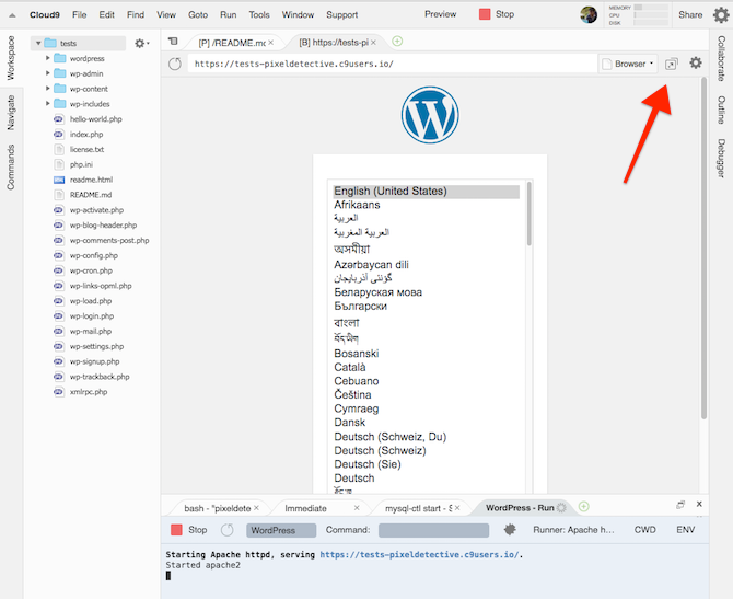 Comment installer gratuitement WordPress sur un serveur virtuel avec Cloud9 