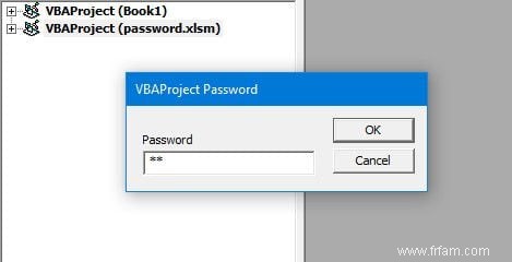 Comment récupérer un mot de passe Excel VBA 