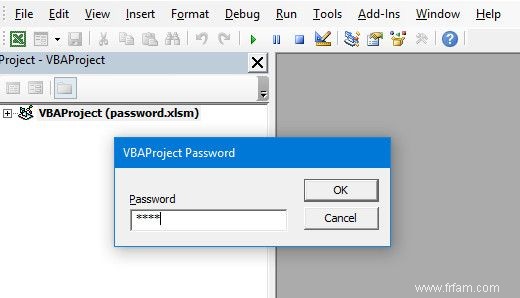 Comment récupérer un mot de passe Excel VBA 