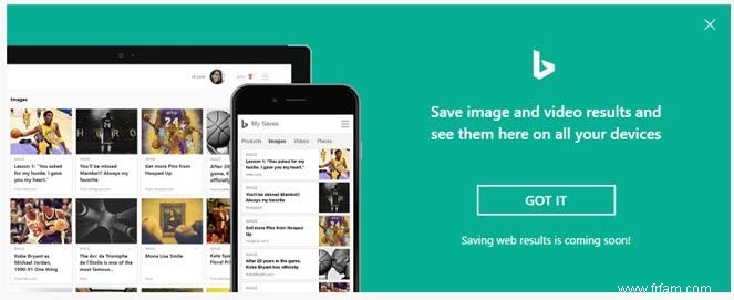 Bing sert enfin un objectif utile :enregistrer les résultats de la recherche pour plus tard 