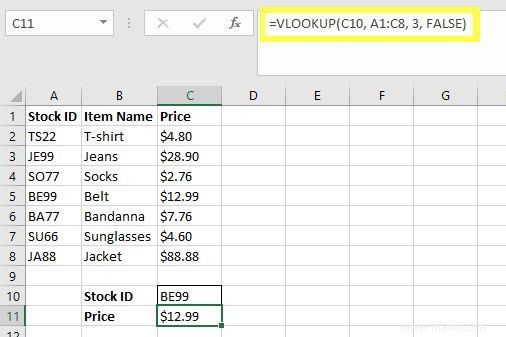 Recherchez des feuilles de calcul Excel plus rapidement :remplacez VLOOKUP par INDEX et MATCH 