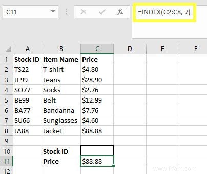 Recherchez des feuilles de calcul Excel plus rapidement :remplacez VLOOKUP par INDEX et MATCH 