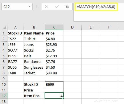 Recherchez des feuilles de calcul Excel plus rapidement :remplacez VLOOKUP par INDEX et MATCH 