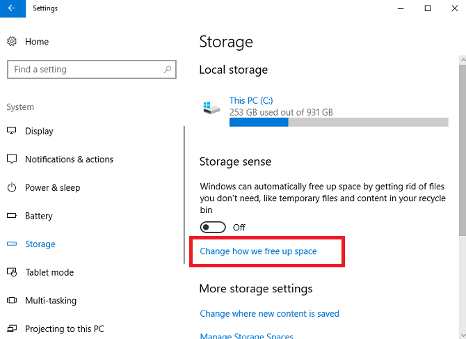 Libérez automatiquement de l espace disque avec Windows 10 Storage Sense 