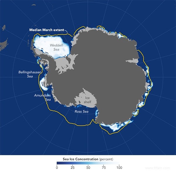 Jamais auparavant si peu de glace antarctique 