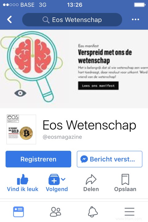 C est ainsi que vous continuez à recevoir Eos Science via Facebook 