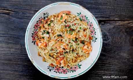 La recette hebdomadaire du G2 :Linguini aux gambas et amandes torréfiées 