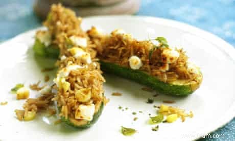 Courgettes farcies au riz au café et origan 