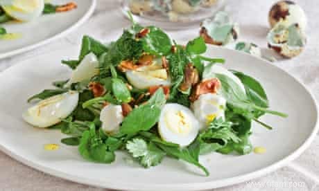 Recette Salade de cresson à l œuf de caille, ricotta et graines de Yotam Ottolenghi 