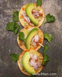 Recettes mexicaines de Noël :Fruits de mer aux champignons et chipotle; Tostadas au hareng fumé 