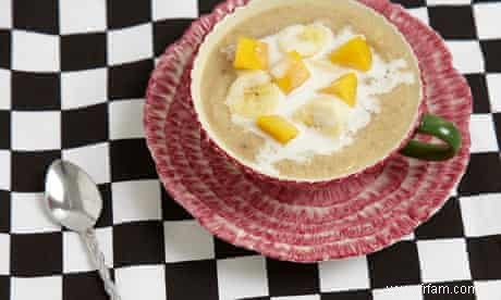 Recette de bouillie d avoine irlandaise à la banane, à la mangue et au lait de coco 