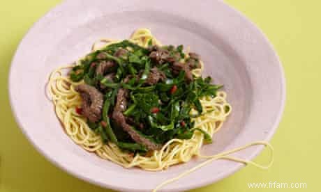 Recette de bœuf sauté aux légumes verts et aux nouilles 