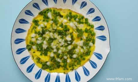 Recette Omelette aux petits pois, cébette et chèvre 