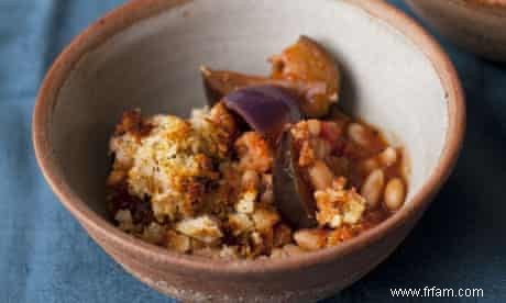 Les haricots de Nigel Slater avec une croûte d aubergine et de parmesan et les recettes de soupe aux pois chiches jaunes de Kitchenella 