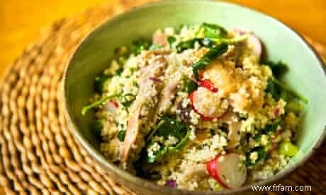 Recette du couscous au poulet et pousses de pois d Angela Hartnett 