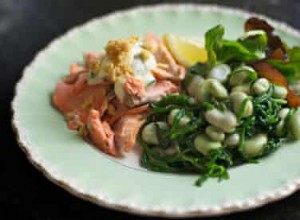 Recette de Salade de saumon au four aux légumes de la mer 