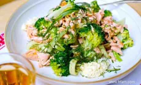 La recette de la salade tiède de saumon et de concombre mariné d Angela Hartnett 