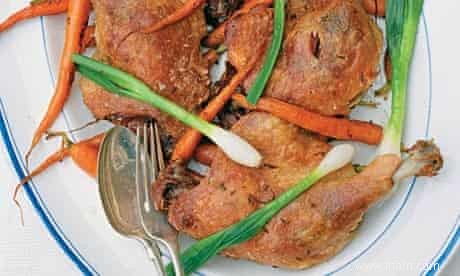 Recette Cuisses de canard confites aux carottes, cébettes et relish à la betterave 