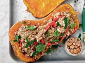 Recette Courge butternut de Lorraine Pascale au quinoa, feta, basilic et menthe 