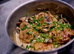 Recette de cuisses de poulet d Angela Hartnett sauce aux champignons et à l estragon 