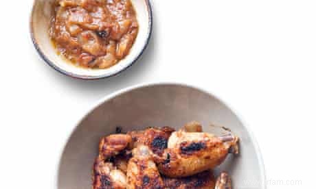 Dîner en milieu de semaine de Nigel Slater :ailes de poulet avec chutney d oignons umeboshi 